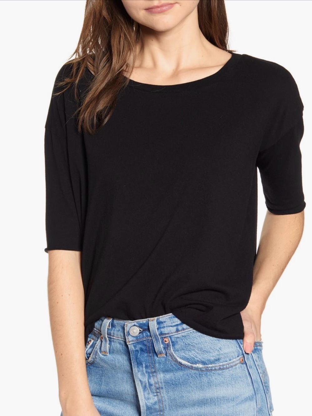 Frank & Eileen Core Half Sleeve Tee Black Medium Made in USA EUC